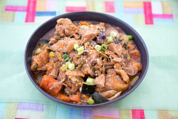 Korean Food Braised Spicy Chicken with glass noodle