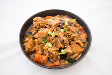 Korean Food Braised Spicy Chicken with glass noodle