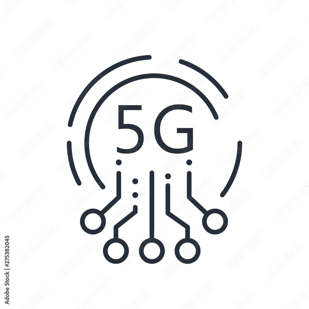 Poster 5g technology. vector linear icon on white background for web design.
