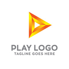 Play Logo For Technology Design With Colorful Style Concept. Digital Logo Company with Media  Player Concept. Triangle and Gradient Symbols. Movie Icon for Business, website, Studio, Media, Internet.