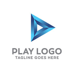 Play Logo For Technology Design With Colorful Style Concept. Digital Logo Company with Media  Player Concept. Triangle and Gradient Symbols. Movie Icon for Business, website, Studio, Media, Internet.