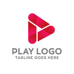 Play Logo For Technology Design With Colorful Style Concept. Digital Logo Company with Media  Player Concept. Triangle and Gradient Symbols. Movie Icon for Business, website, Studio, Media, Internet.