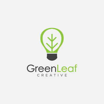 Leaf And Lighting Bulb Nature Logo Icon Vector Template On White Background, Green Energy Logo Icon