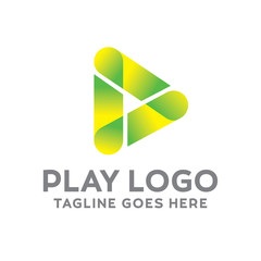Play Logo For Technology Design With Colorful Style Concept. Digital Logo Company with Media  Player Concept. Triangle and Gradient Symbols. Movie Icon for Business, website, Studio, Media, Internet.