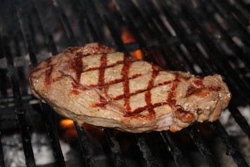 steak with a beautiful grid pattern on the grill