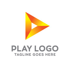 Obraz premium Play Logo For Technology Design With Colorful Style Concept. Digital Logo Company with Media Player Concept. Triangle and Gradient Symbols. Movie Icon for Business, website, Studio, Media, Internet.