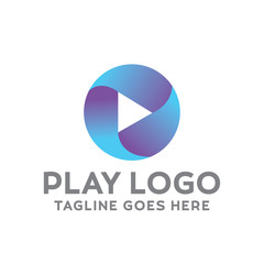 Play Logo For Technology Design With Colorful Style Concept. Digital Logo Company with Media  Player Concept. Triangle and Gradient Symbols. Movie Icon for Business, website, Studio, Media, Internet.