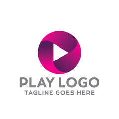 Play Logo For Technology Design With Colorful Style Concept. Digital Logo Company with Media  Player Concept. Triangle and Gradient Symbols. Movie Icon for Business, website, Studio, Media, Internet.
