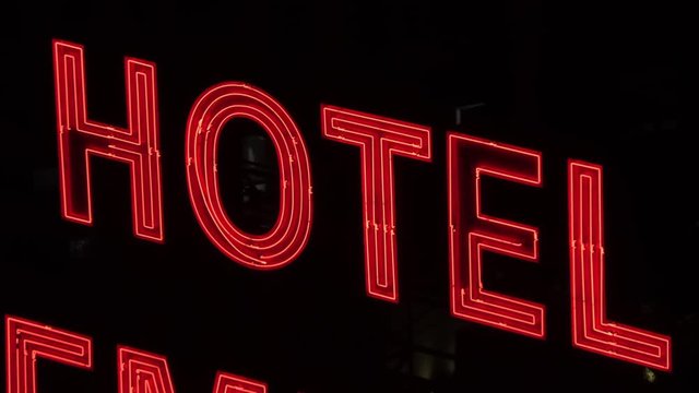 Hotel establishment word light sign  red