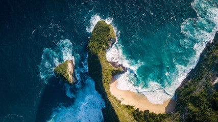 Aerial View of the Kelingking Beach in Nusa penida Balinese Island