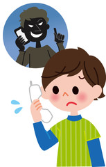 電話をする男の子