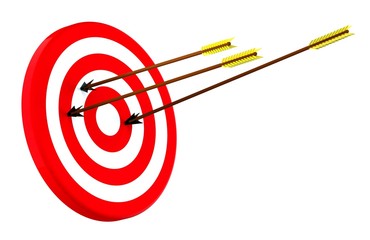 Target with three arrow not hits the target. Business concept.