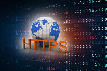 Obraz premium 3d rendering https WWW sign on globe