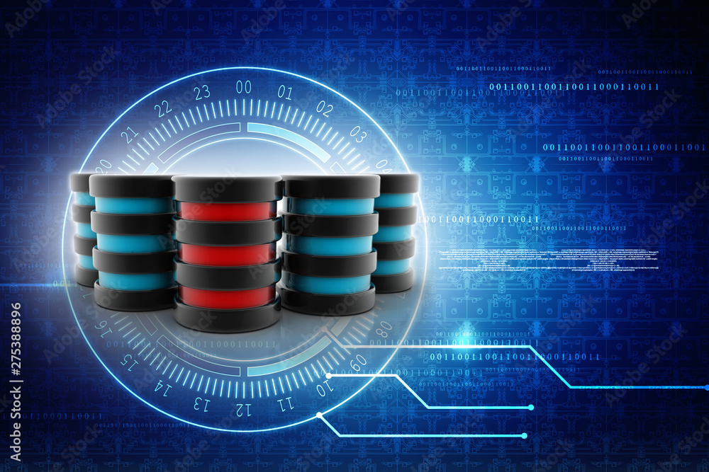 Poster 3d rendering Database storage network concept