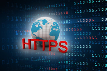 Obraz premium 3d rendering https WWW sign on globe