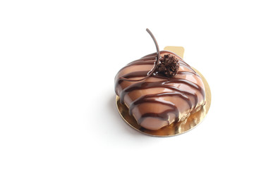 Square coffee and chocolate mousse pillow dessert