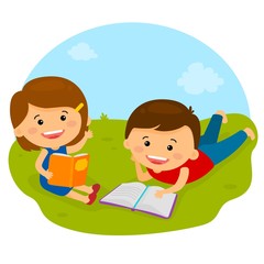 boys and girls reading books