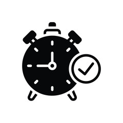Black solid icon for time check symbol 