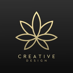Beautiful, modern and luxury flower vector design. Elegant leaf symbol for health, cosmetic, spa, salon, or boutique. Feminine logo and gold colored template