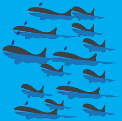 set dolphin fish animal sea vectors