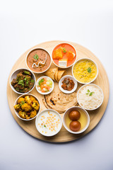 Indian Hindu Veg Thali / food platter, selective focus