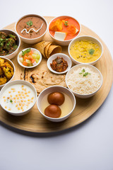Indian Hindu Veg Thali / food platter, selective focus