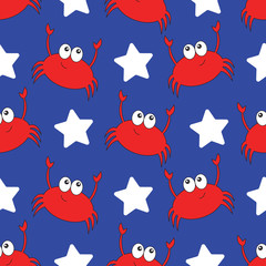 Red, White, and Blue Crabs and Stars