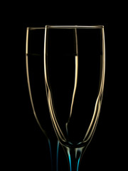 Elegant picture of champagne glasses on a black background
