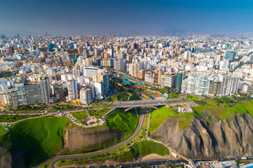 Obraz premium Panoramic aerial view of Lima city, in Peru.