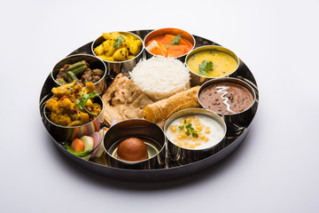 Indian Hindu Veg Thali / food platter, selective focus