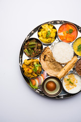 Indian Hindu Veg Thali / food platter, selective focus