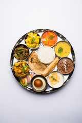 Indian Hindu Veg Thali / food platter, selective focus