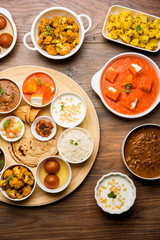 Indian Hindu Veg Thali / food platter, selective focus