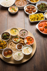 Indian Hindu Veg Thali / food platter, selective focus