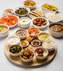 Indian Hindu Veg Thali / food platter, selective focus