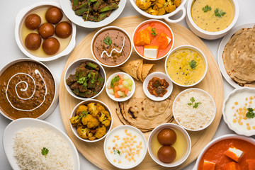 Indian Hindu Veg Thali / food platter, selective focus