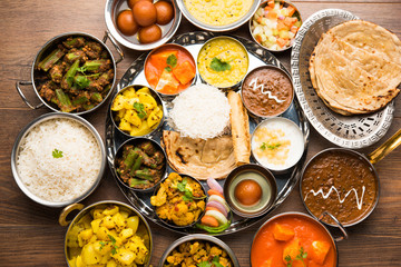 Indian Hindu Veg Thali / food platter, selective focus