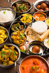 Indian Hindu Veg Thali / food platter, selective focus