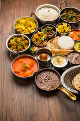 Indian Hindu Veg Thali / food platter, selective focus