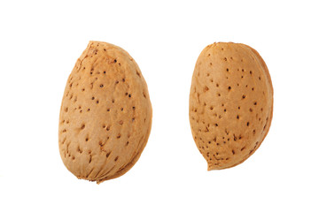 almonds isolated on white background top view