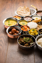 Indian Hindu Veg Thali / food platter, selective focus