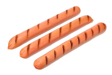 grilled sausages isolated on a white background