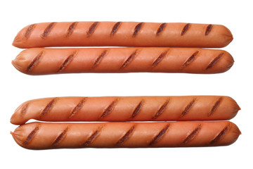 grilled sausages isolated on a white background