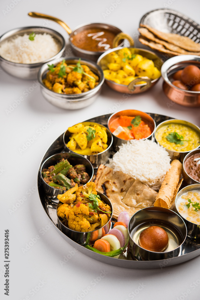 Canvas Prints indian hindu veg thali / food platter, selective focus