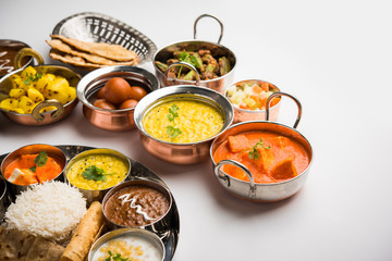 Indian Hindu Veg Thali / food platter, selective focus