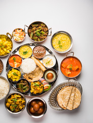 Indian Hindu Veg Thali / food platter, selective focus