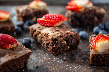 Triple Chocolate Brownie Slices with Macademia