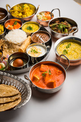Indian Hindu Veg Thali / food platter, selective focus