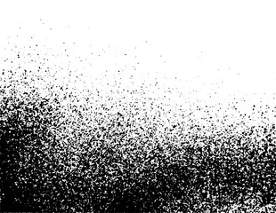Ink grunge texture background with splatter effect. Black and white spray texture. Overlay illustration over any design to create grungy vintage effect and depth. Vector image