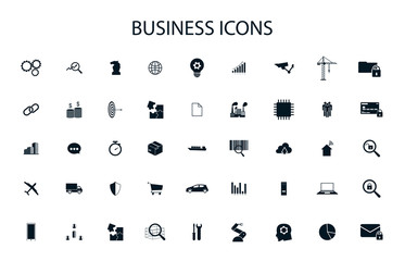 Simple business icons set for ui, web design. Universal business icons ( scm, iot, technology, production, logistics, marketing ) Vector collection business icons